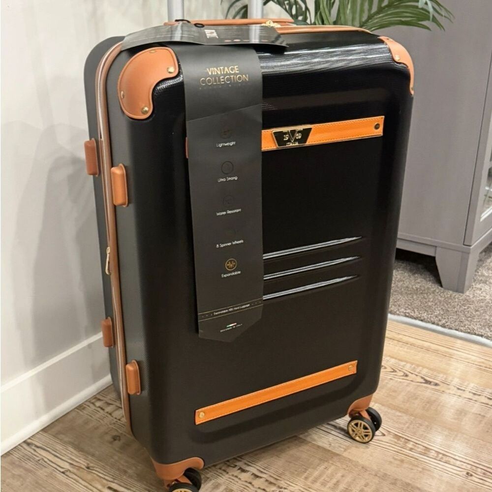 19V69 ITALIA Vintage Expandable Medium Checked 1pc Luggage,suitcase travel bag - Picture 2 of 15